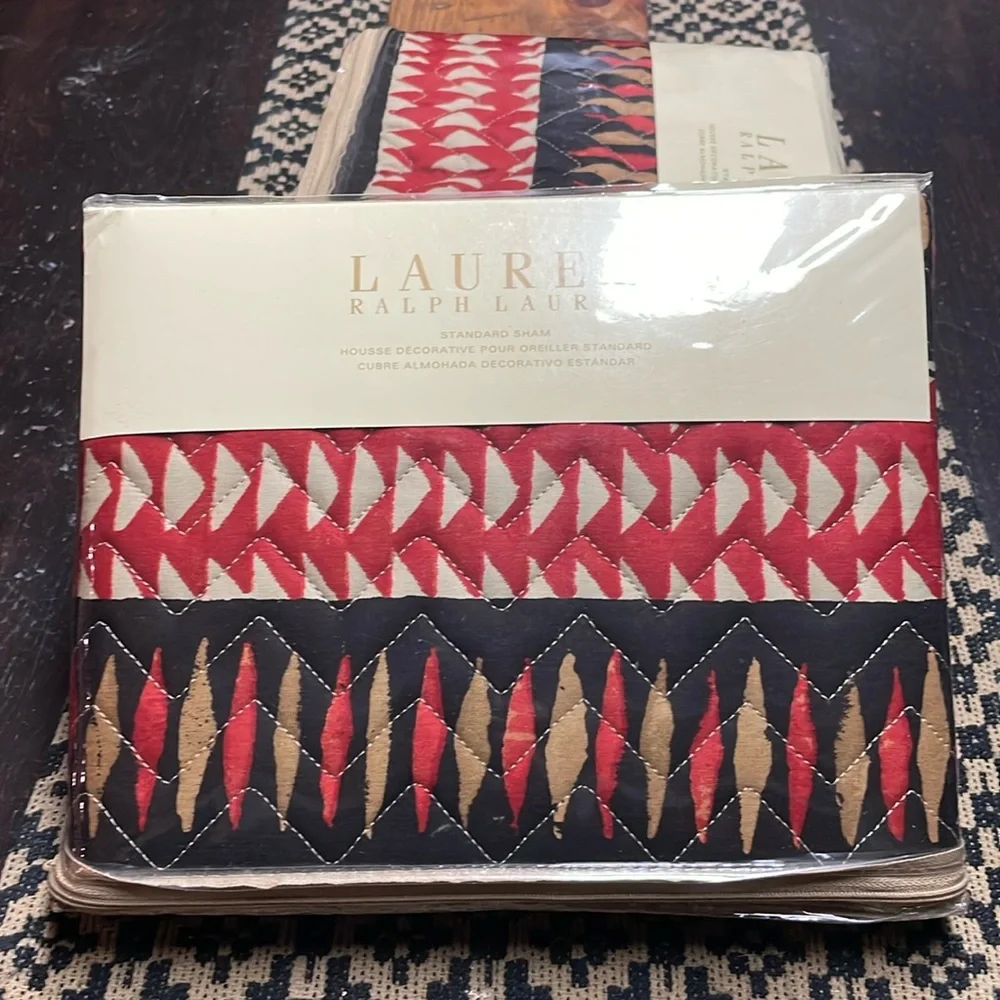 NIP RALPH LAUREN Heritage Balti Brown Multi Quilted STANDARD Sham Set of (2)